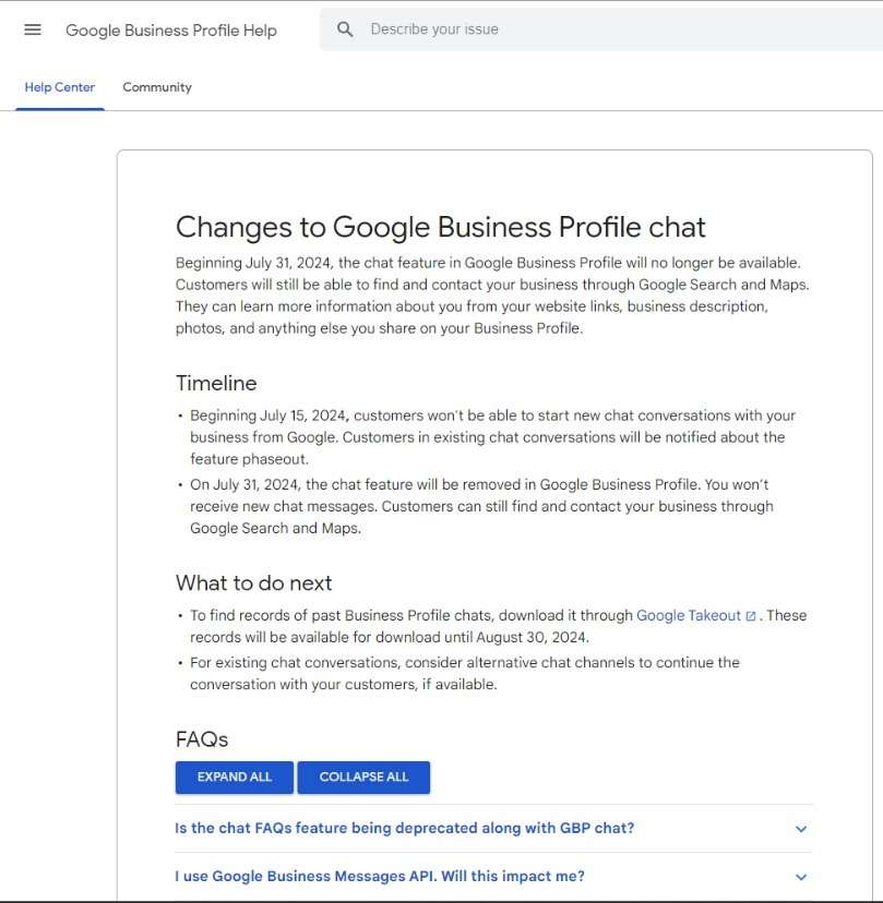 Google Business Profile Chat